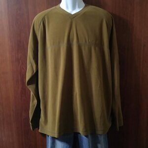 Columbia Brown Fleece V-Neck Shirt Men's Size X-Large